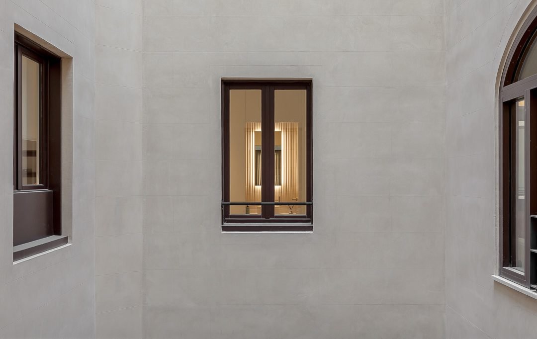 The atrium of a modernist building that has been restored in central barcelona